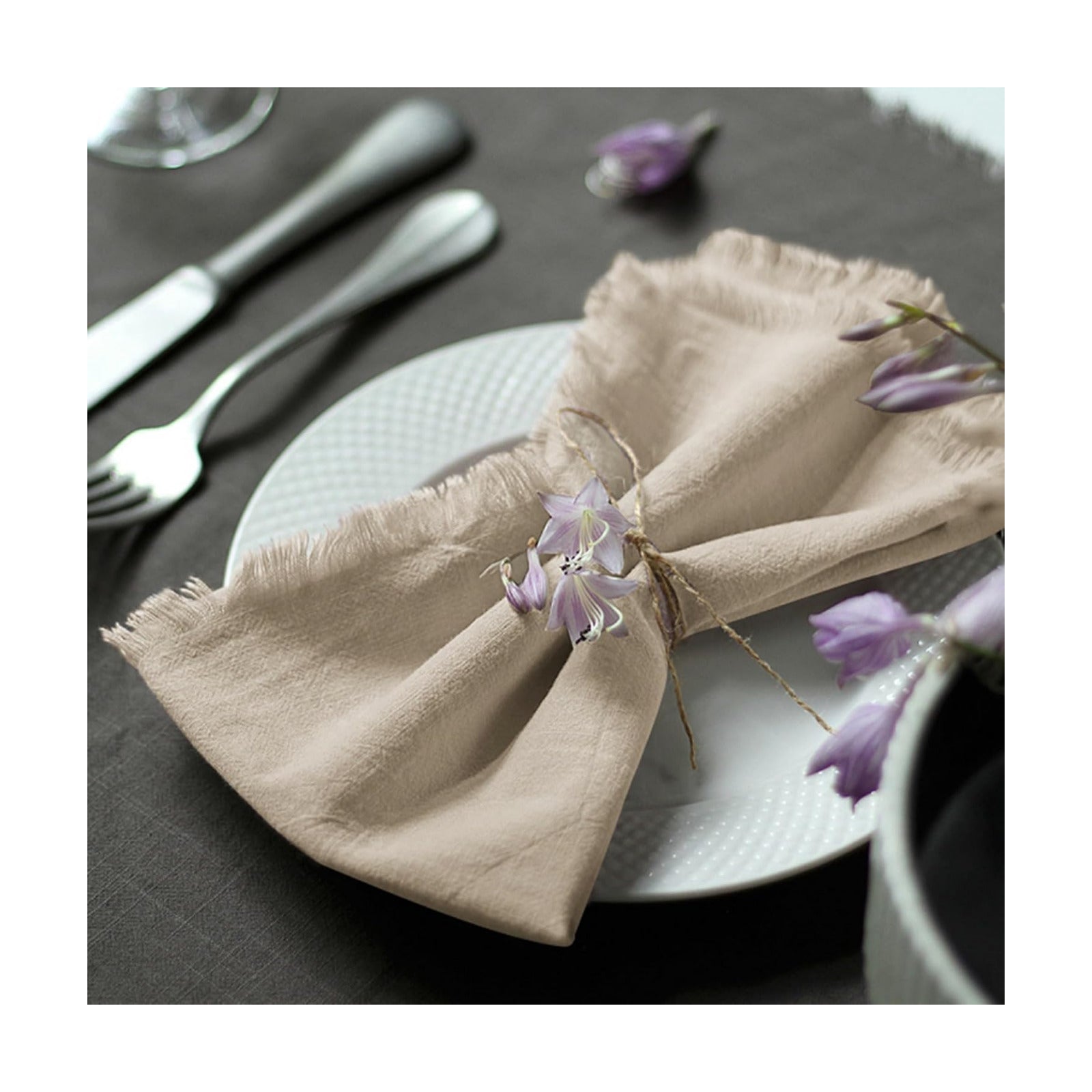 Handmade Cloth Napkins 100% Cotton Napkins with Fringe，Delicate Handmade Cloth Napkins for Dinners, Parties, Weddings