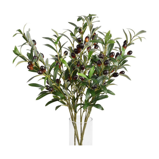Artificial Plants Greenery Olive Branches Stems Fake Plants Leaves Fruits Branch / Green / Set of 6