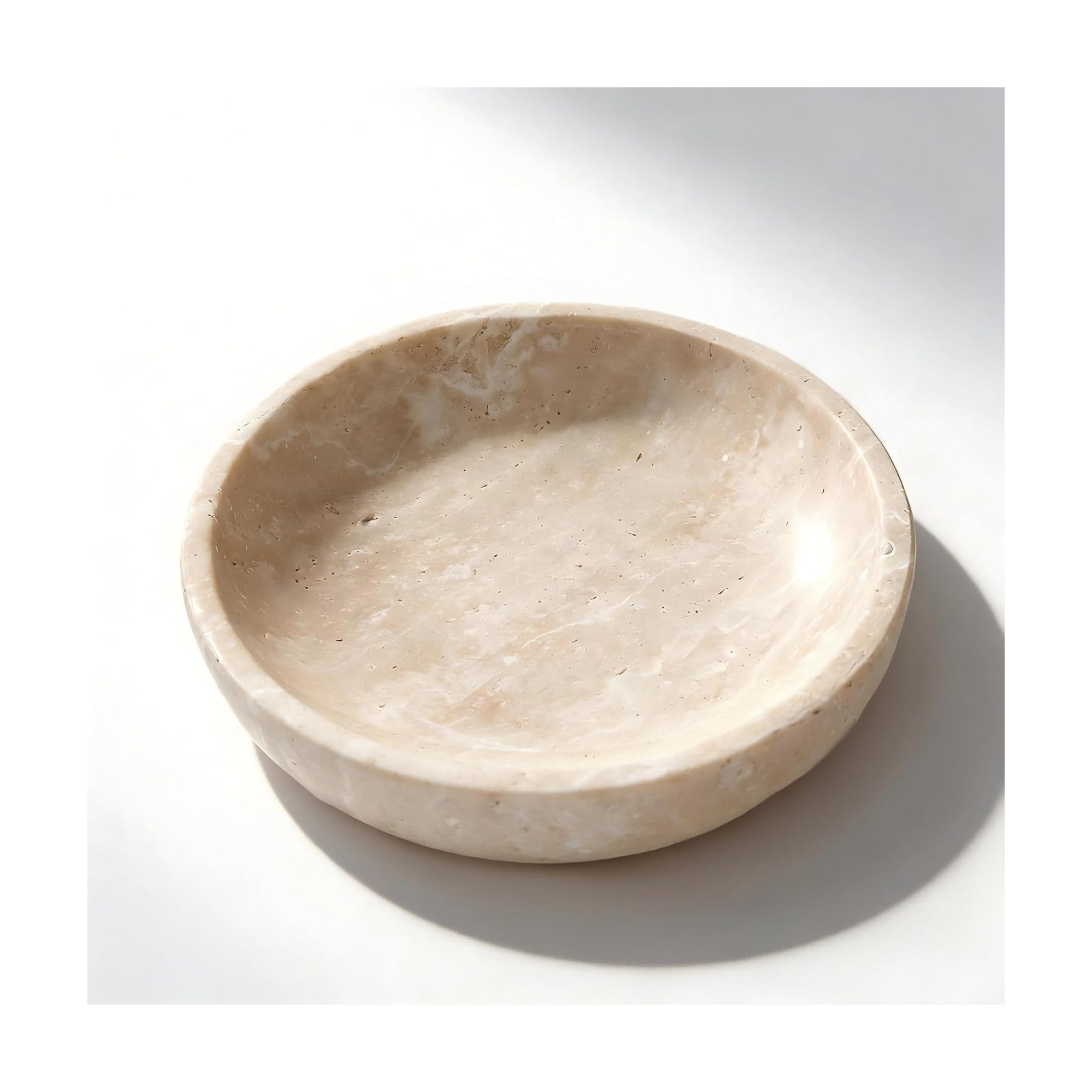 Large Travertine Decorative Bowl / Beige-7.87inch