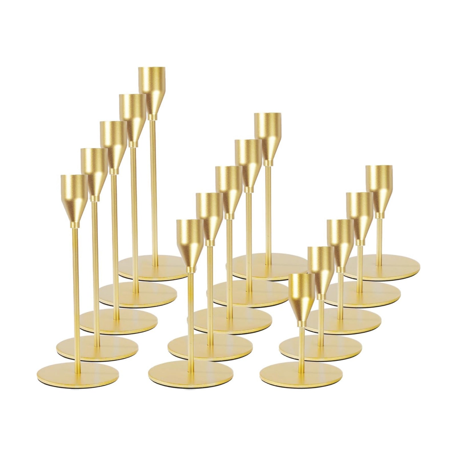 Matte Gold Candle Holders Bulk Painted Gold Metal Candlesticks Fit 0.8 Inch Taper Candles Decorative Metal Candelabra