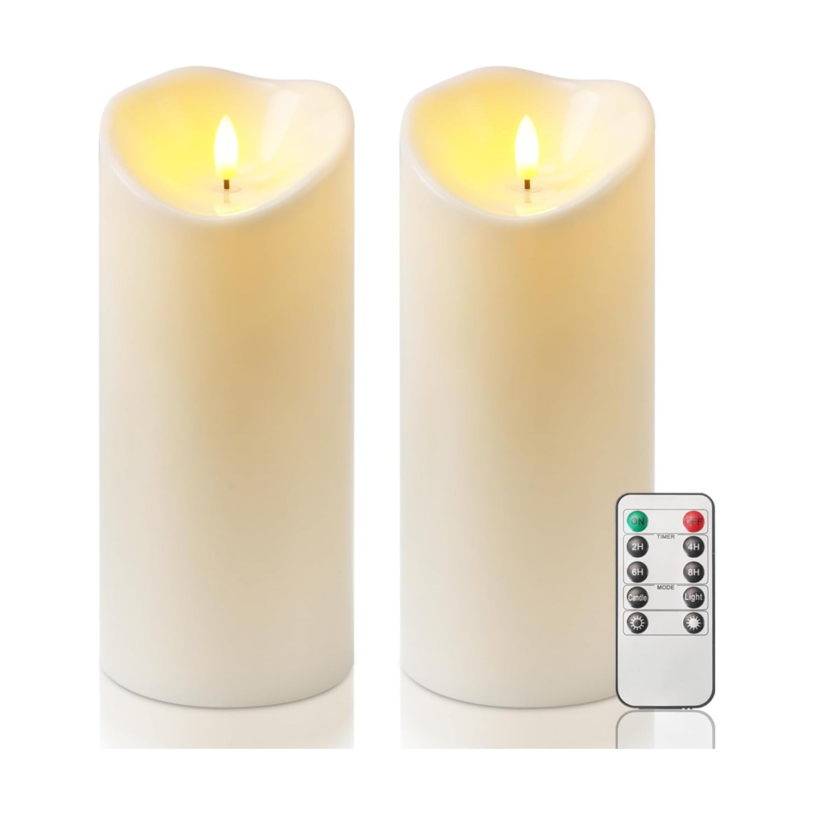 Homemory 4"x9" Outdoor Waterproof Flameless Candles with Timers and Remote Control, Battery Operated Candles, LED