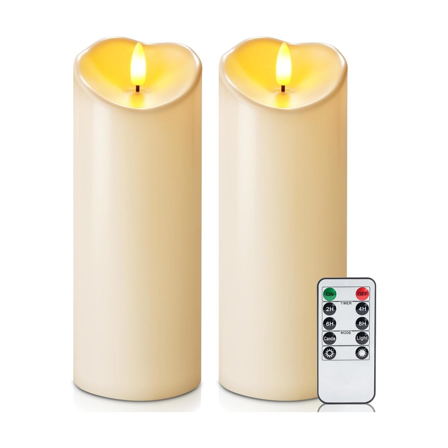 Homemory 3"x8" Outdoor Waterproof Flameless Candles, LED Candles, Battery Operated Candles with Remote and Timers