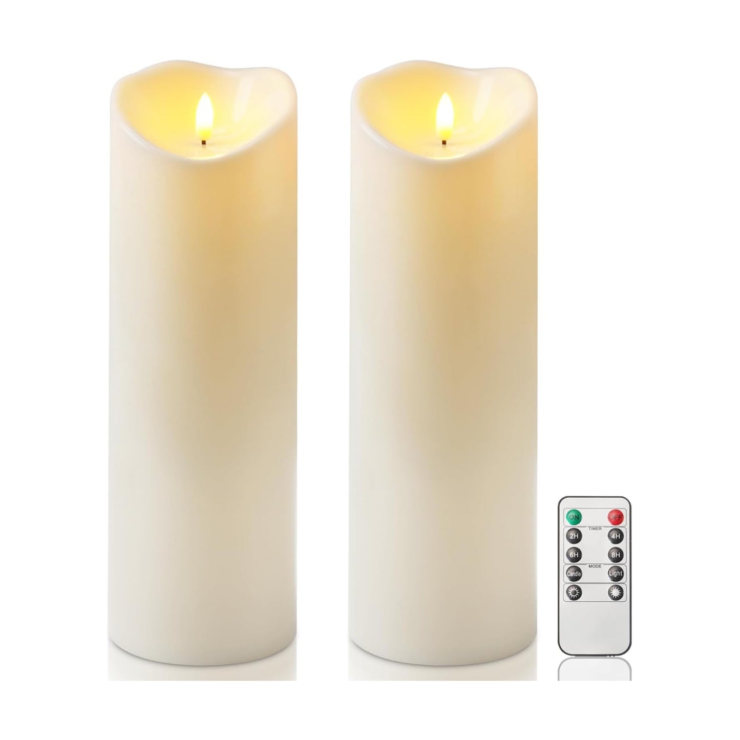 Homemory 4"x12" Outdoor Waterproof Flameless Candles with Timers and Remote Control, Battery Operated Candles, LED