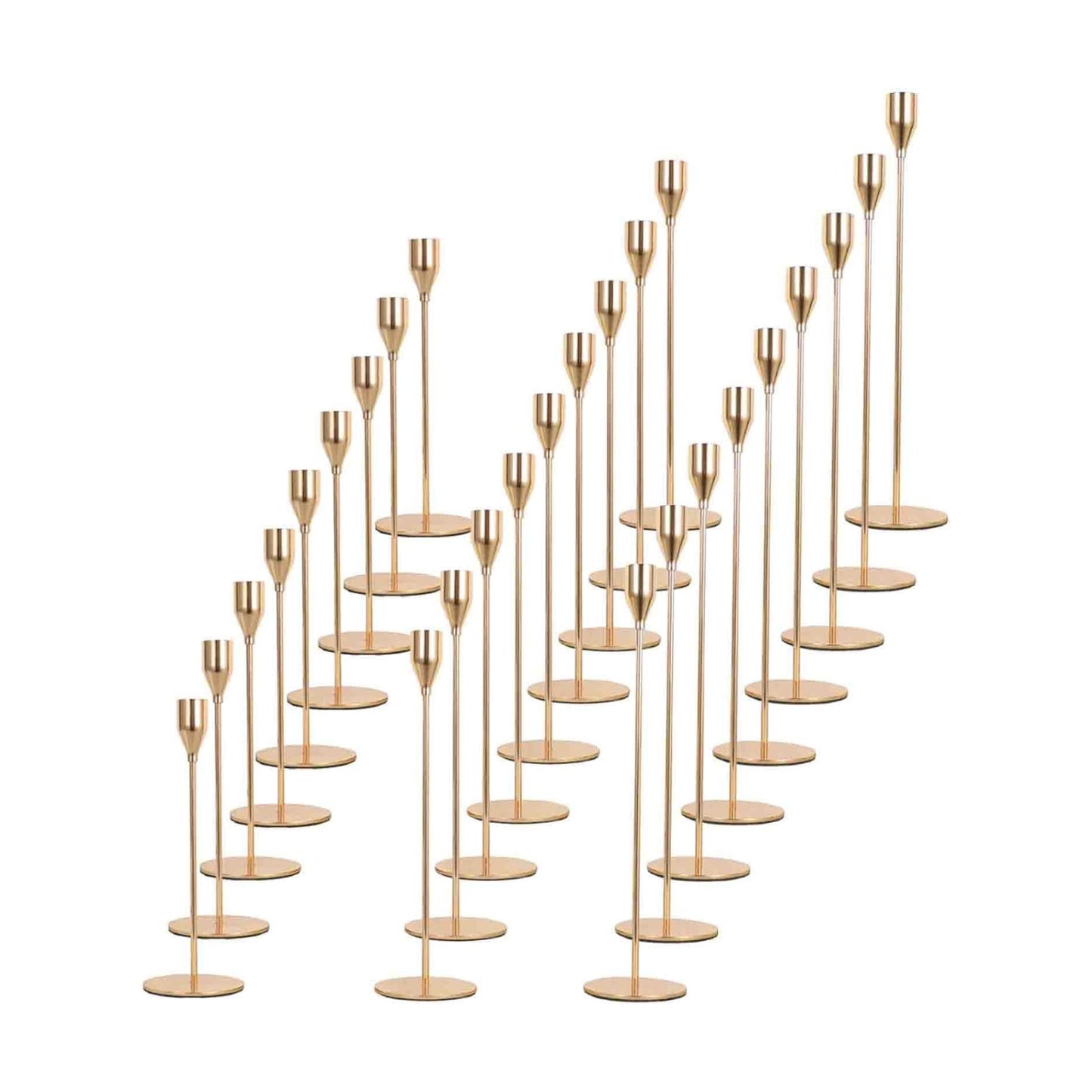 Gold Candlestick Holders Bulk, Set of 27 Taper Candle Holders for Table Centerpiece, Candle Sticks Holders Stand