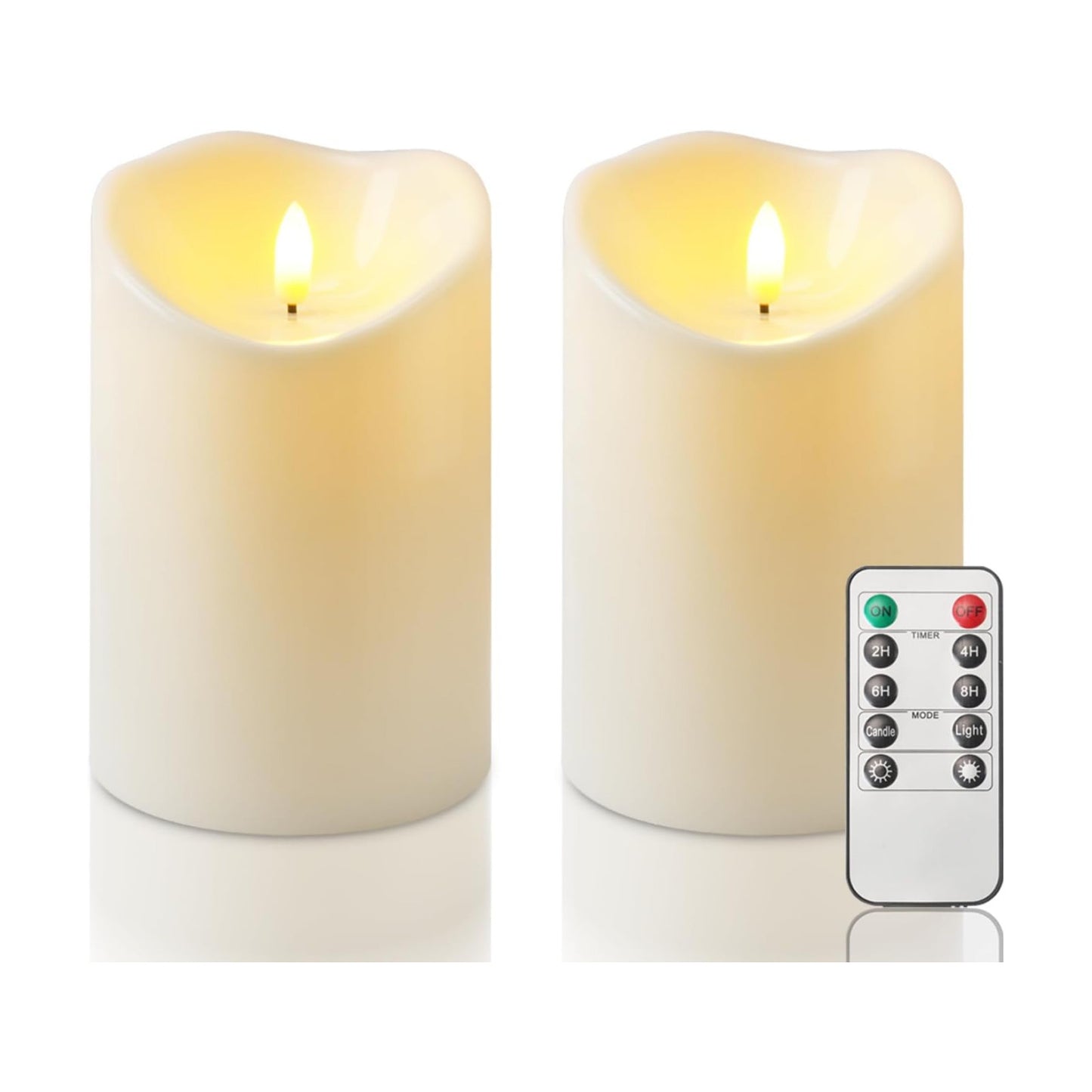 Homemory 4"x6" Outdoor Waterproof Flameless Candles with Timers and Remote Control, Battery Operated Candles, LED