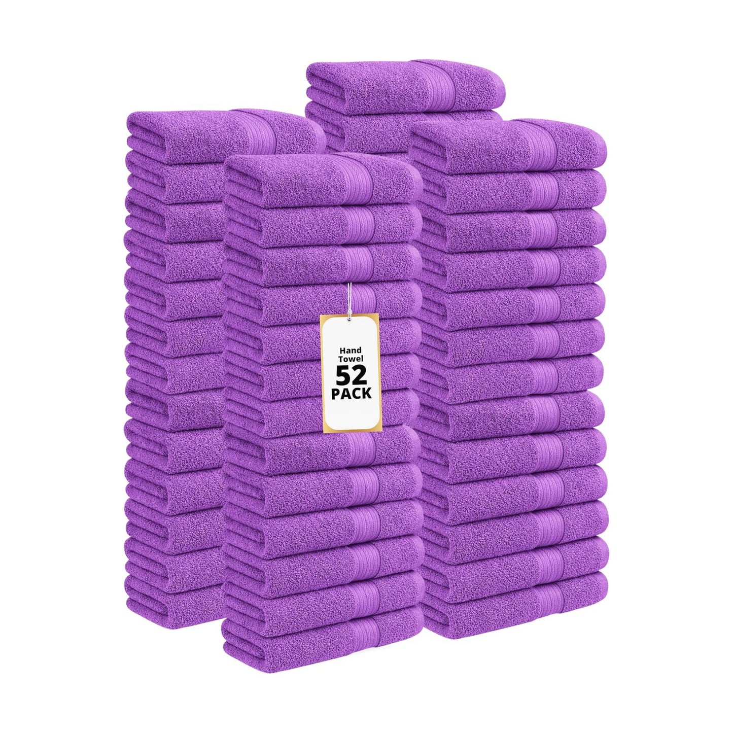 100% Cotton Hand Towels 18x28 Inches, 600 GSM, Soft & Absorbent, Set of 52, Purple