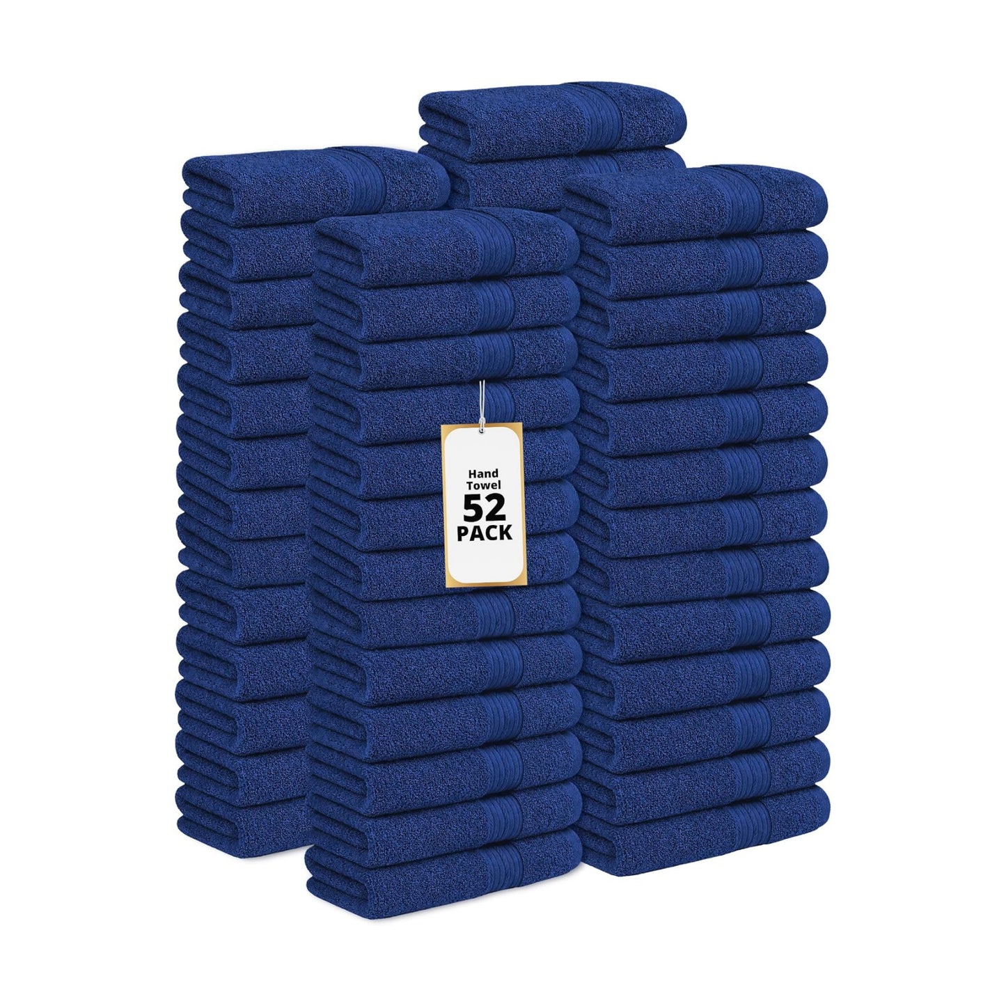 100% Cotton Hand Towels 18x28 Inches, 600 GSM, Soft & Absorbent, Set of 52, Navy