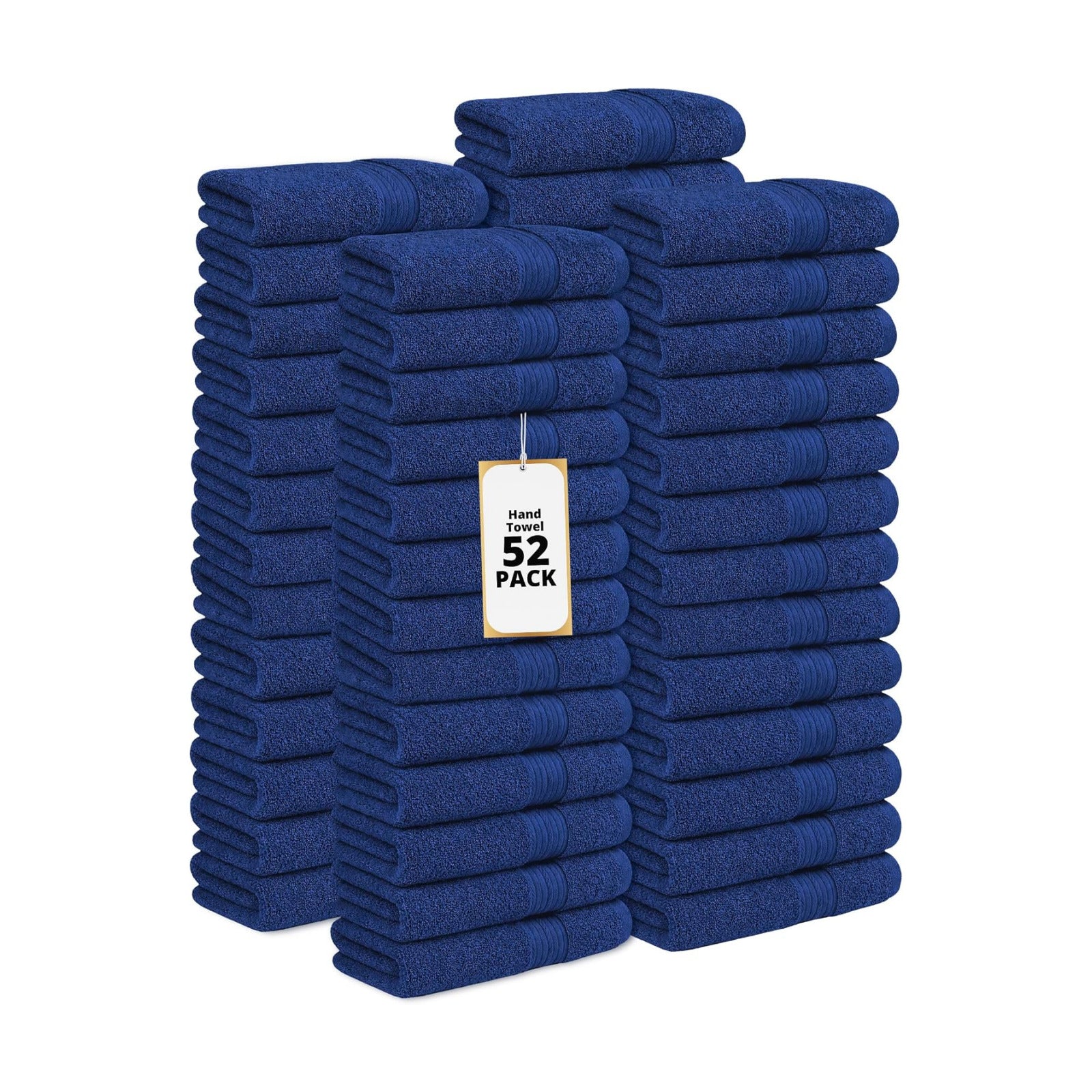 100% Cotton Hand Towels 18x28 Inches, 600 GSM, Soft & Absorbent, Set of 52, Navy