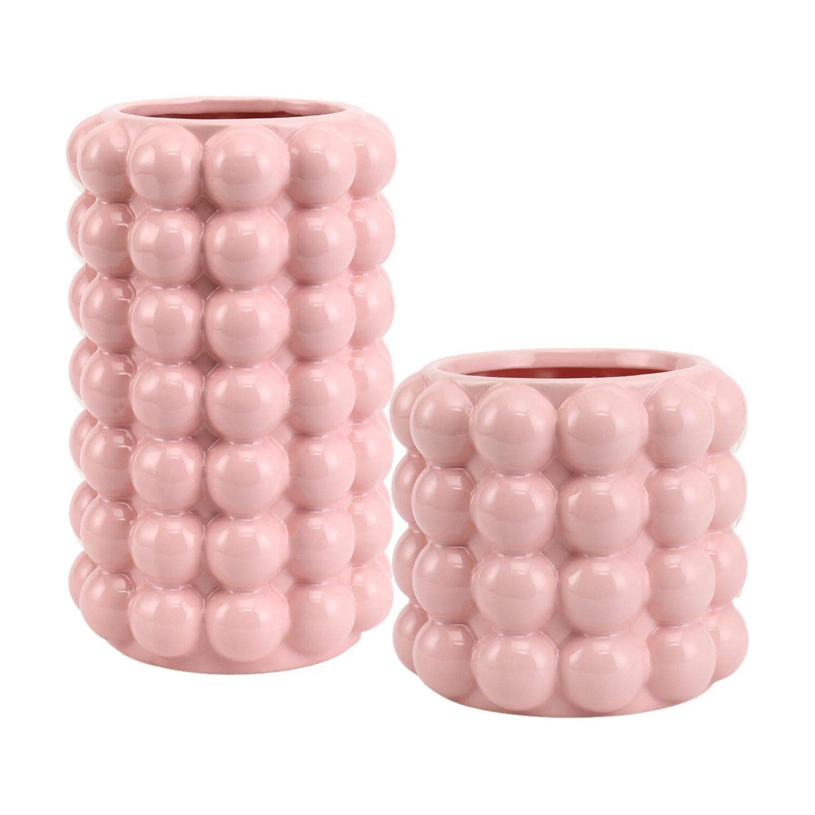 Ceramic Vases / Ceramic Flower Vase / Pink / Large+medium / Set of 2