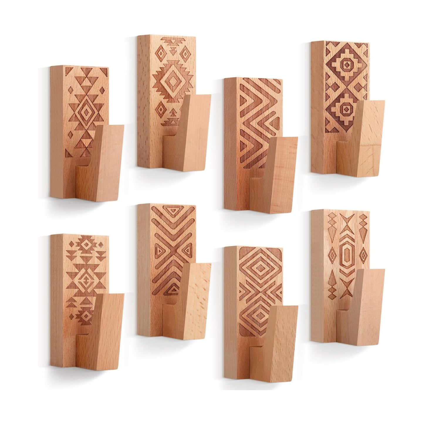 Boho Wall Hooks / Classic Color / Set of 8