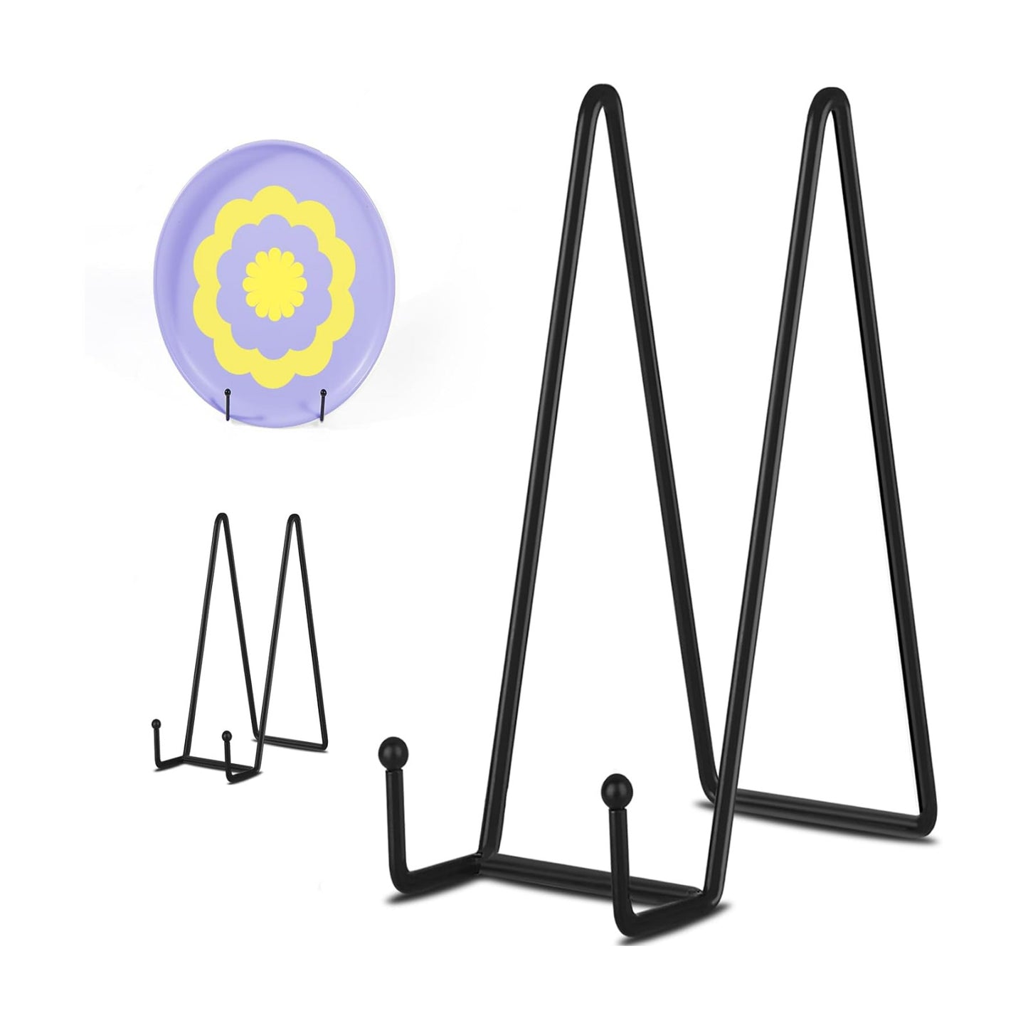 Black Picture Stands Plate Stands for Display Large Book Stands / Black 12 In / 12 Inch / Set of 3