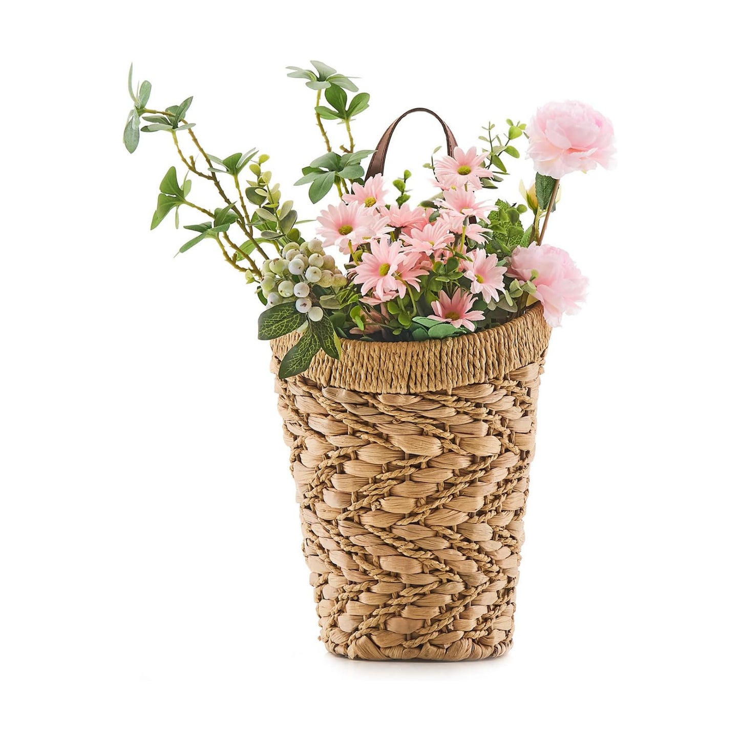 Handwoven Front Door Basket Water Hyacinth Wall Hanging Basket Decorative Boho Mounted / Mix