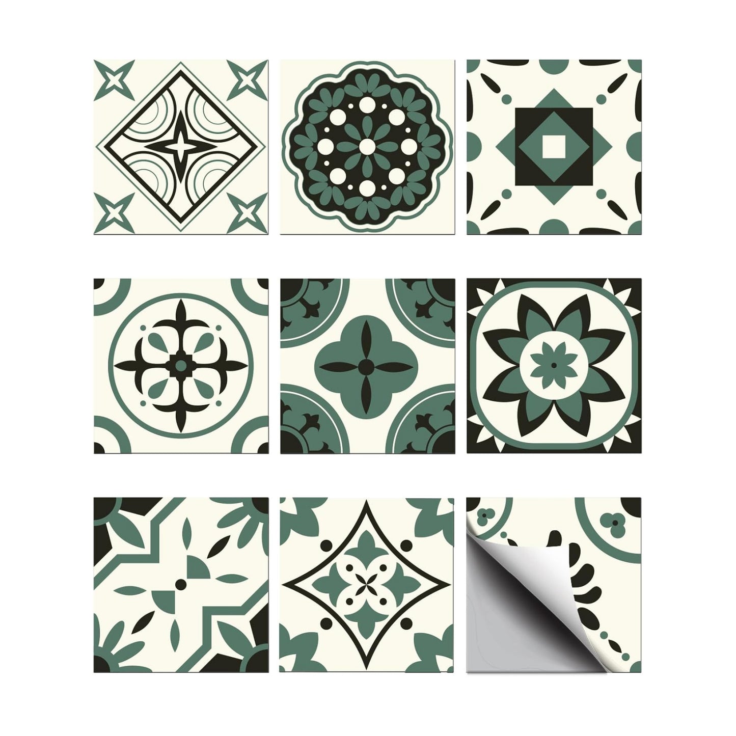 Flower Pattern / Moss Green / Set of 36