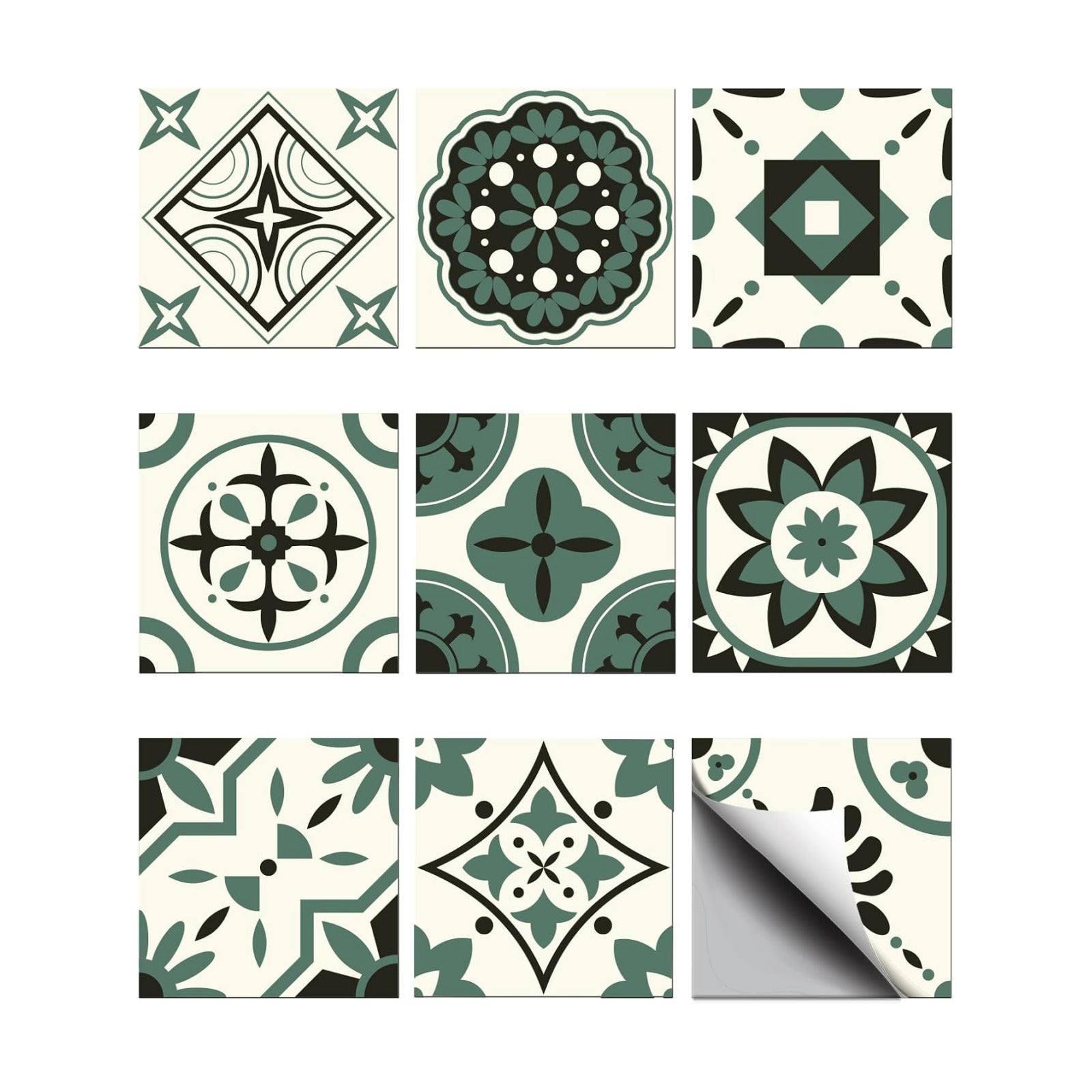 Flower Pattern / Moss Green / Set of 36