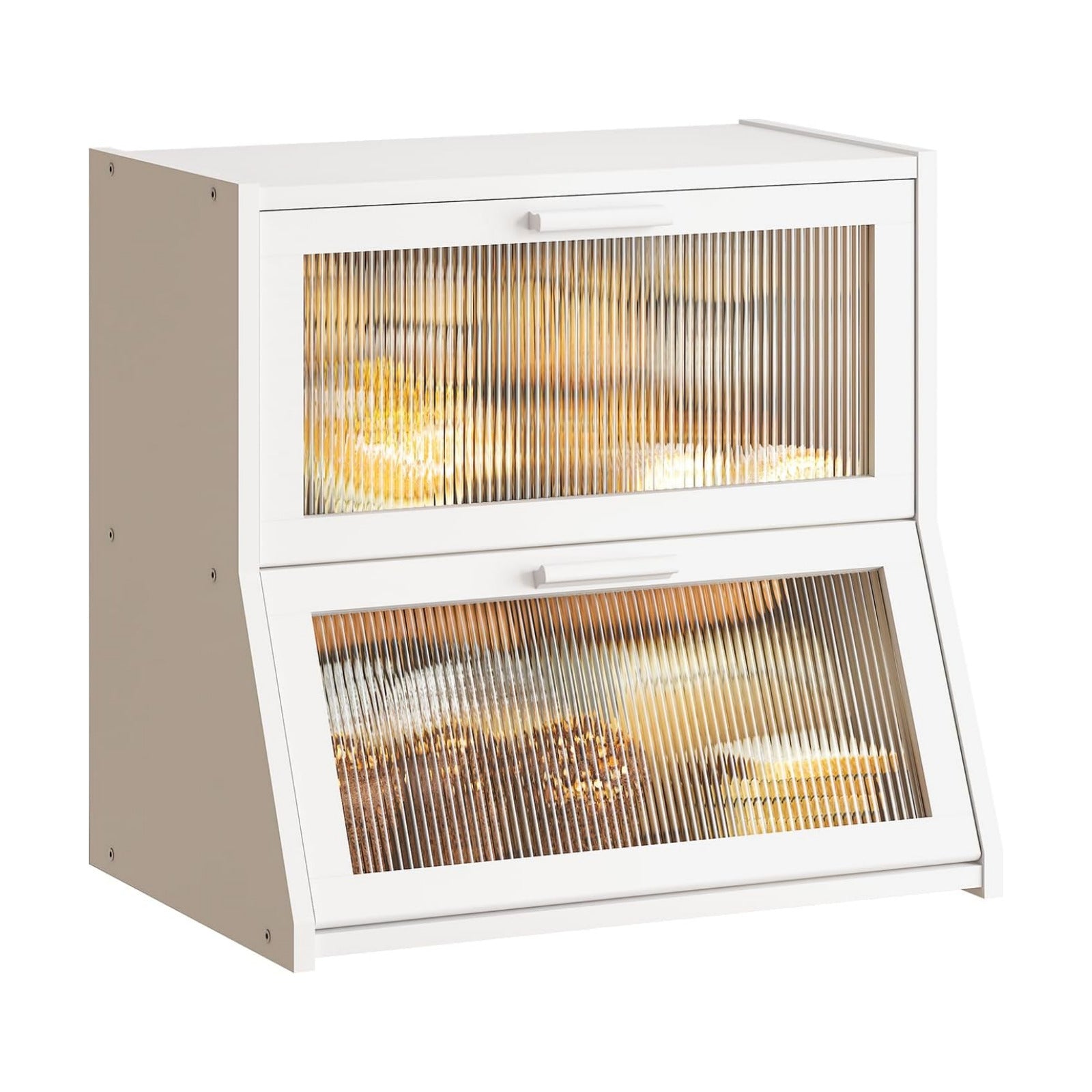 GHWIE Double Layer Bamboo Bread Box for Kitchen Counter,Large Capacity Bread Storage Bin,Bread Container with Acrylic