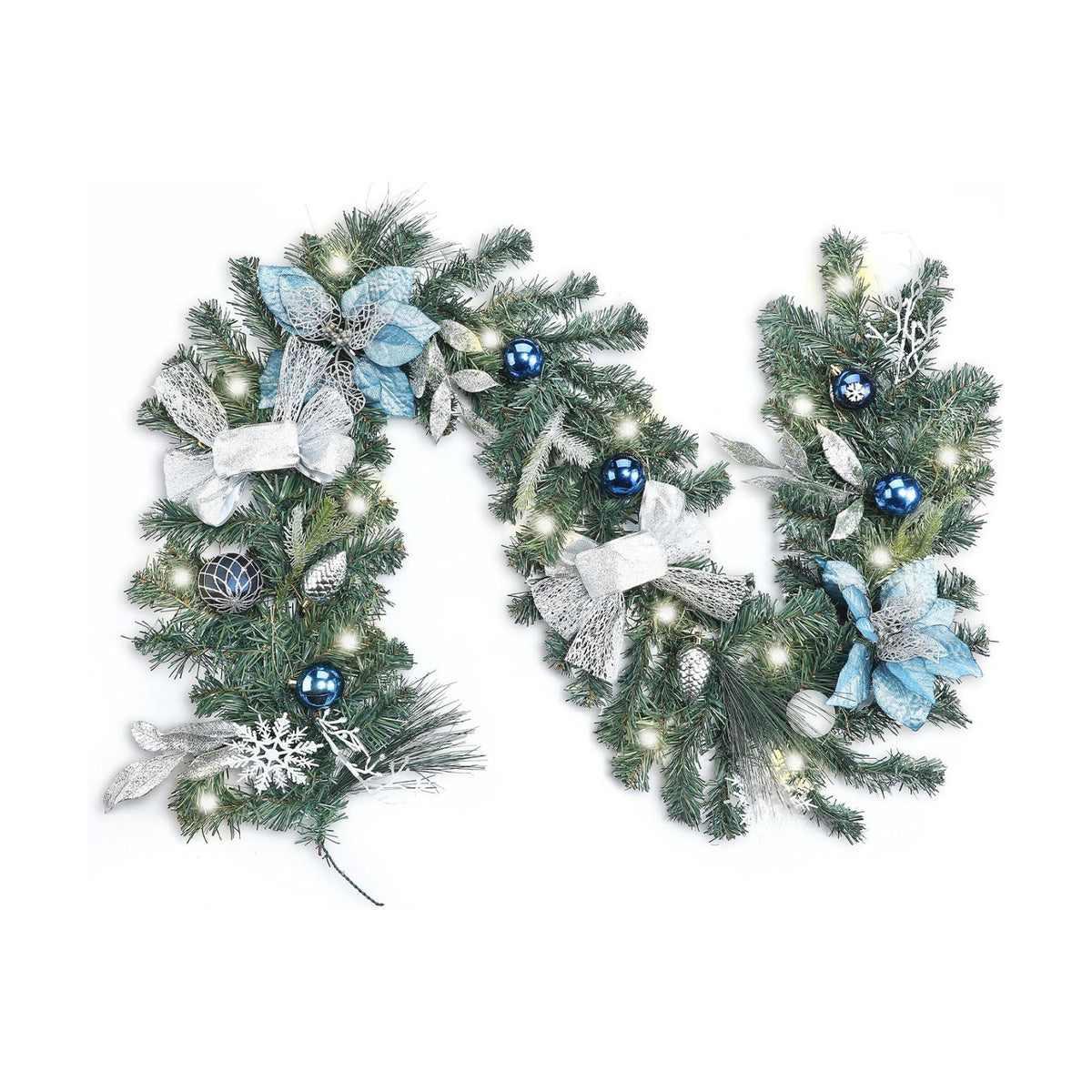 Thiccywoov 6 ft LED Prelit Christmas Pine Garland with Ball for Mantel