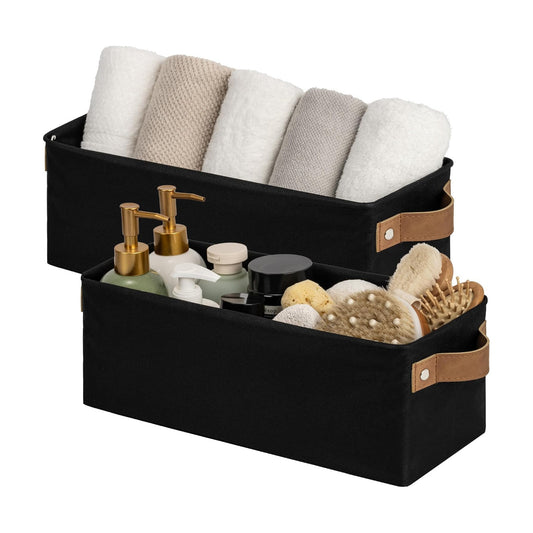 Fabric Organizer / Narrow Storage Bins / Black / 15"L x 6"W x 5"H