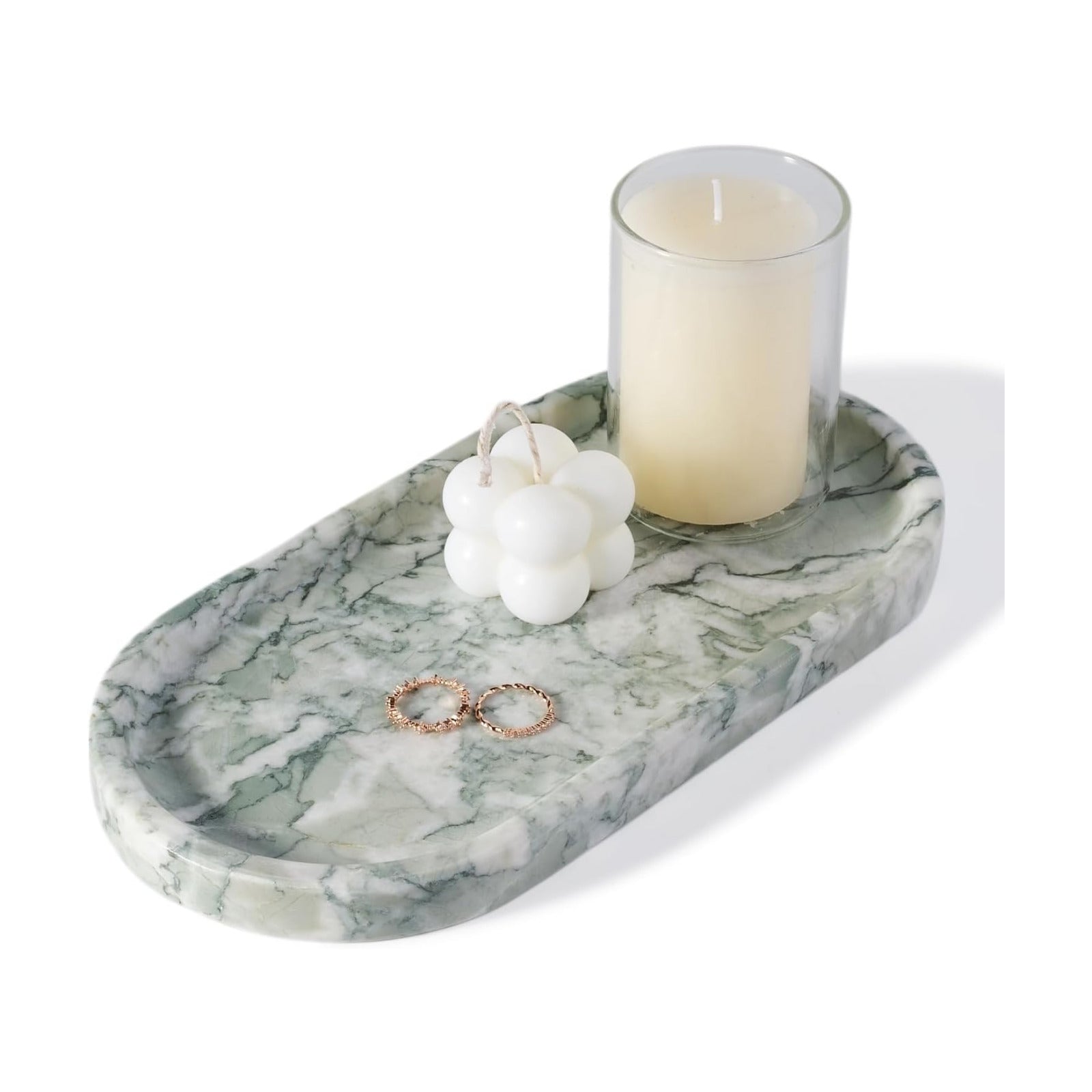 Natural Marble Decorative Tray / Light Green / 10 x 5 x 0.7