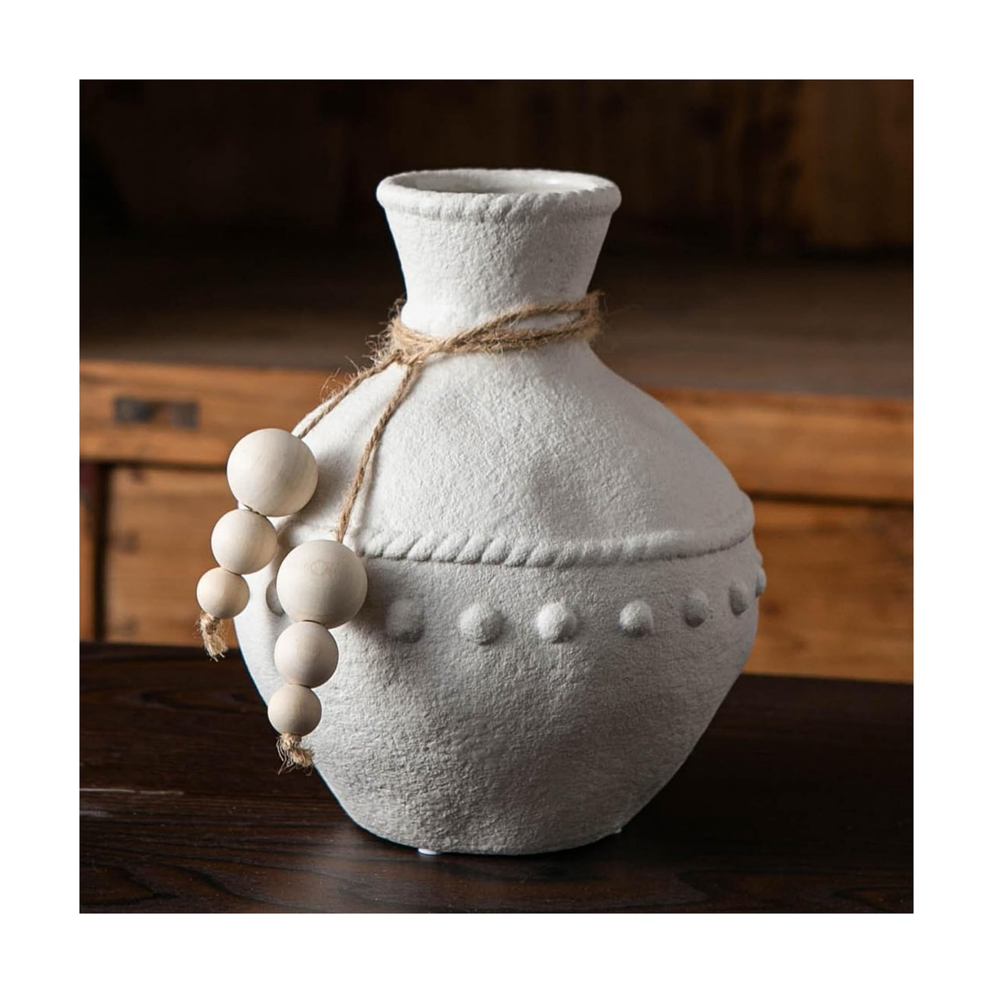 Rustic Ceramic Vase / White - Large