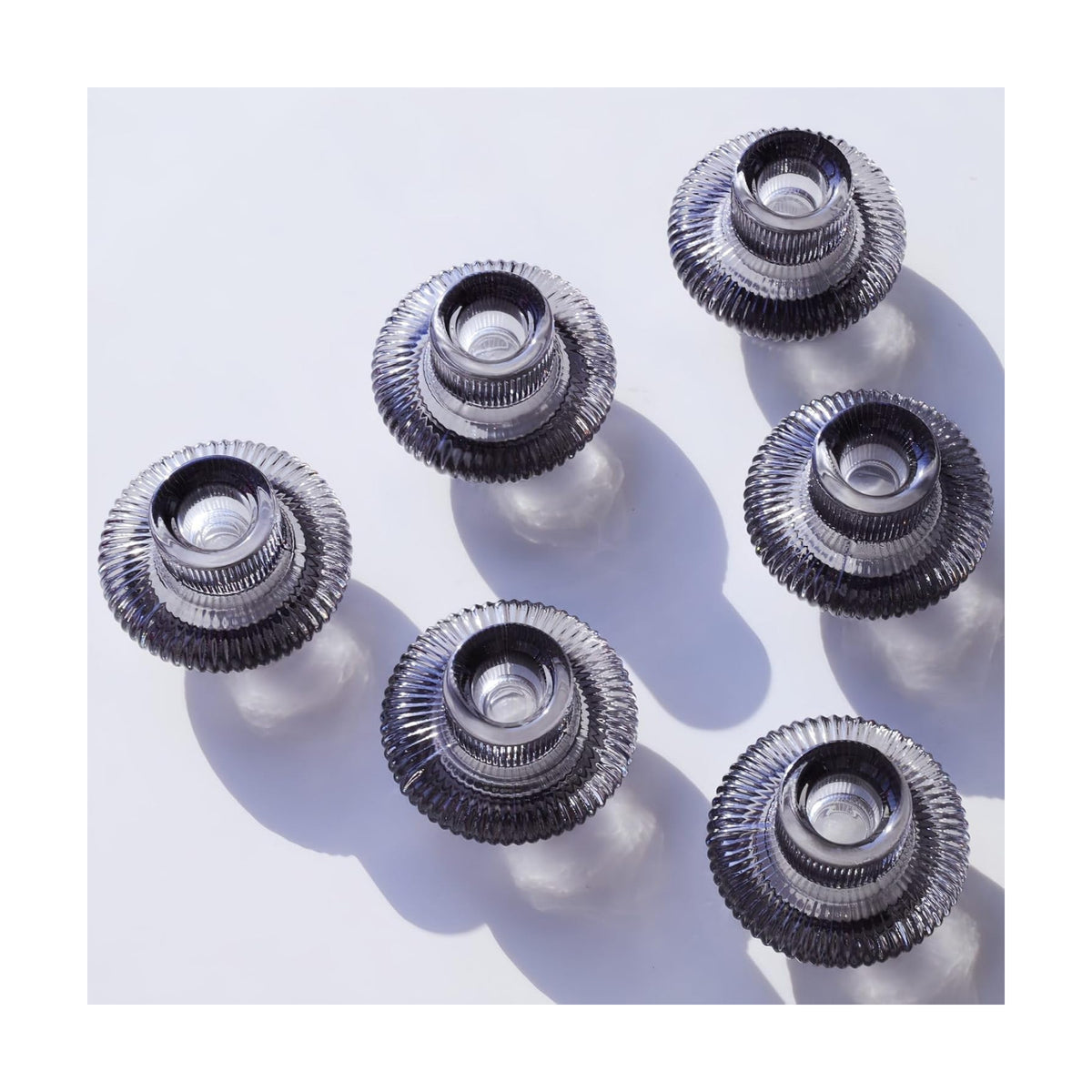 VOHO Smoky Grey Taper Candle Holders Set of 6, Candle Sticks Holder Decor