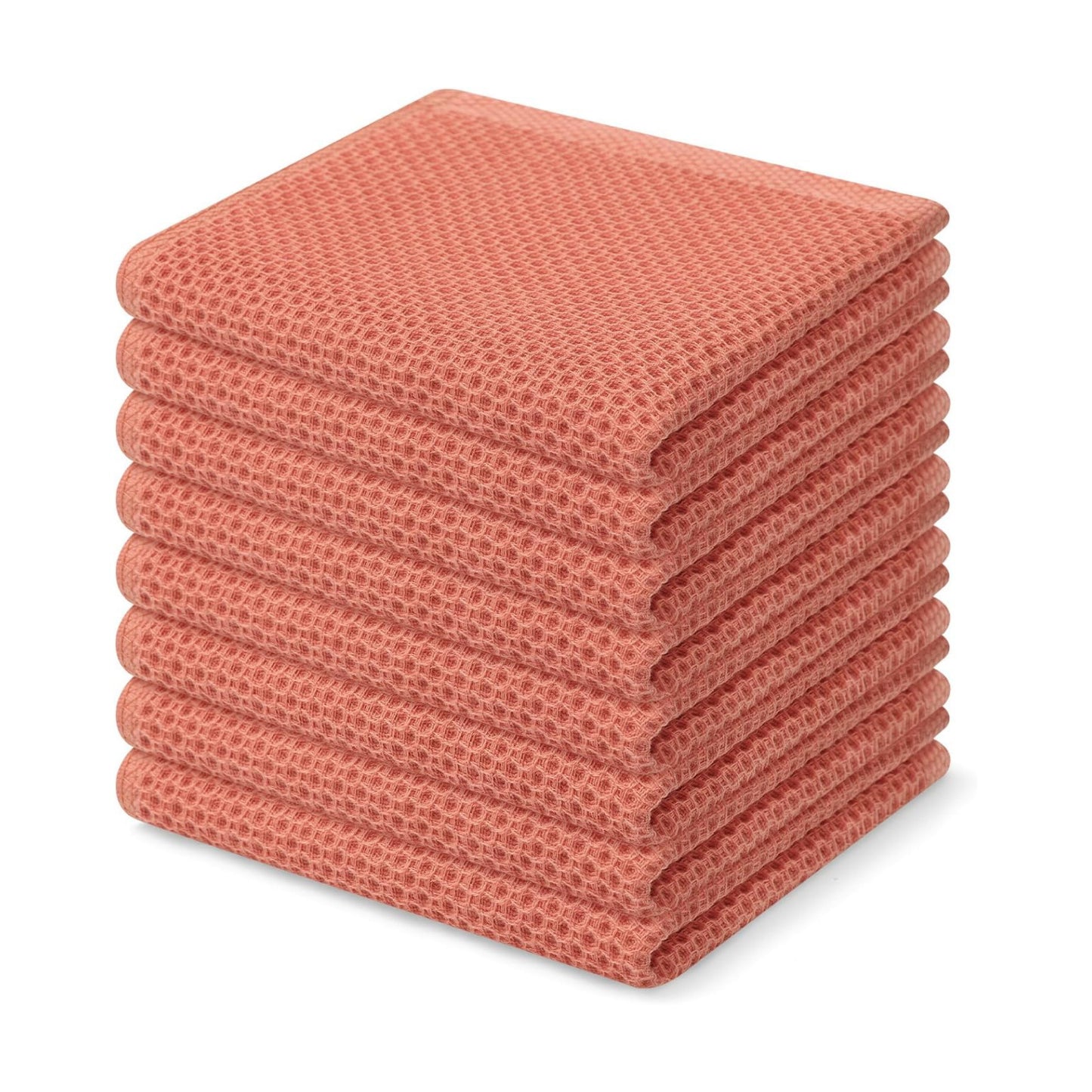 Homaxy 100% Cotton Waffle Weave Kitchen Dish Cloths 8-Pack, Coral | 12 x 12 Inches, Ultra Soft Absorbent Dish Towels