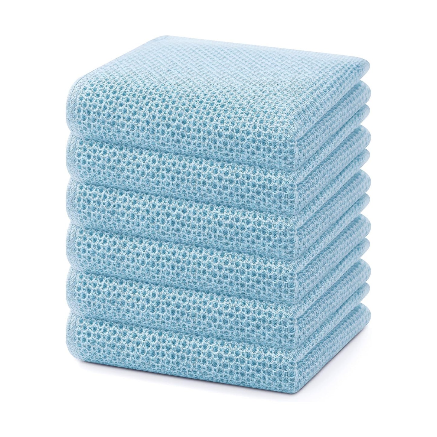 Homaxy 100% Cotton Waffle Weave Kitchen Dish Towels 6-Pack, Sky Blue | 13 x 28 Inches, Ultra Soft Absorbent Dish