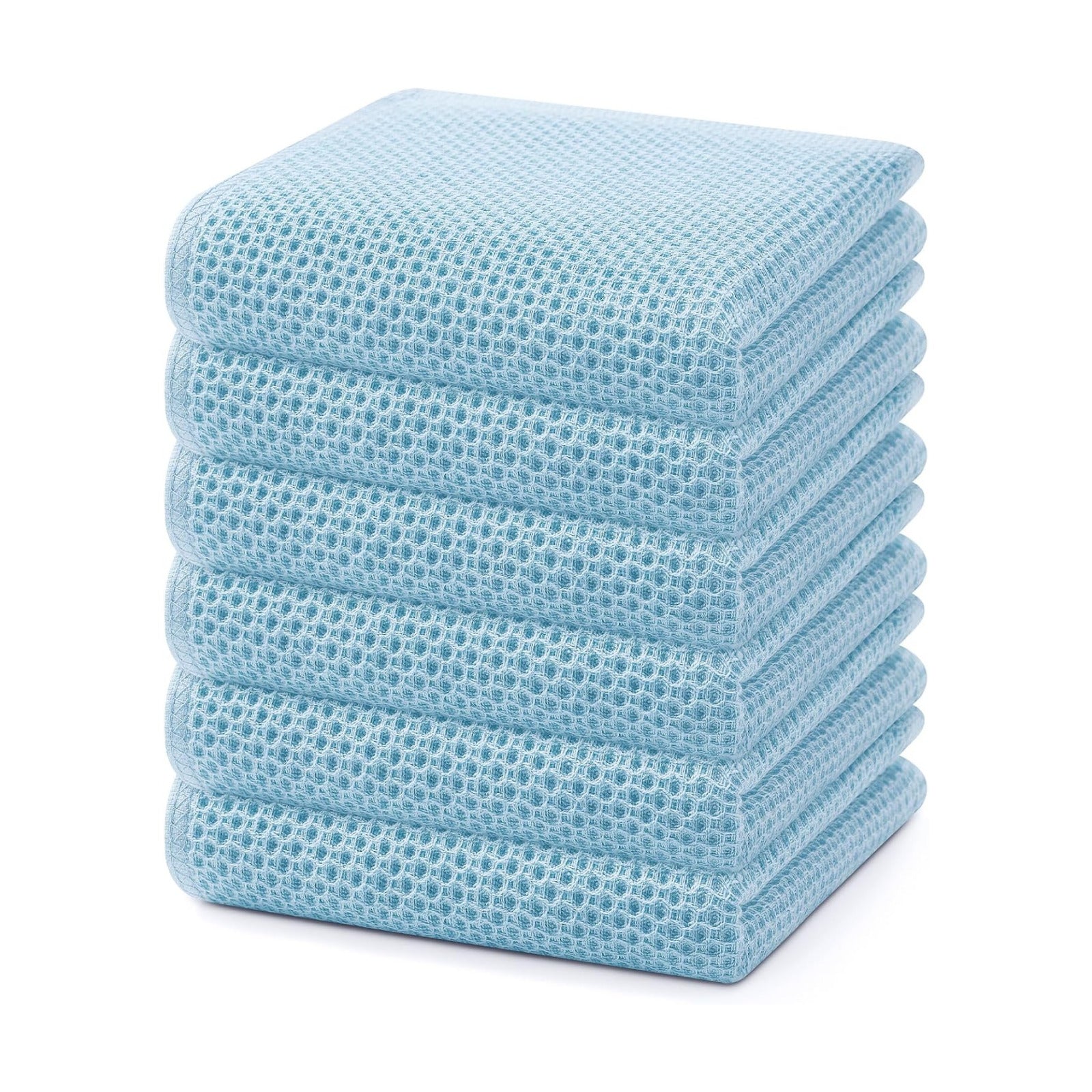 Homaxy 100% Cotton Waffle Weave Kitchen Dish Towels 6-Pack, Sky Blue | 13 x 28 Inches, Ultra Soft Absorbent Dish