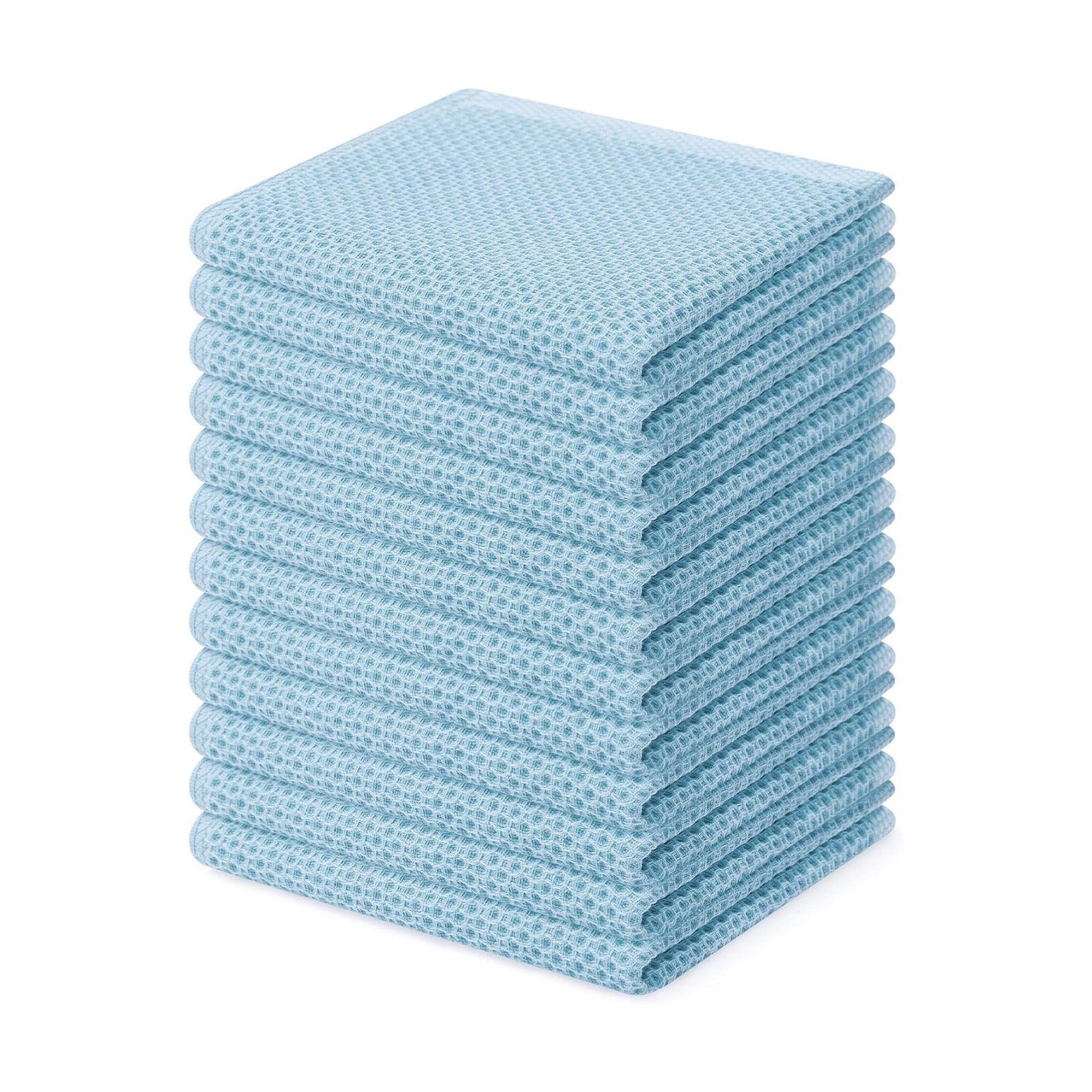 Homaxy 100% Cotton Waffle Weave Kitchen Dish Cloths 12-Pack, Sky Blue | 12 x 12 Inches, Ultra Soft Absorbent Dish