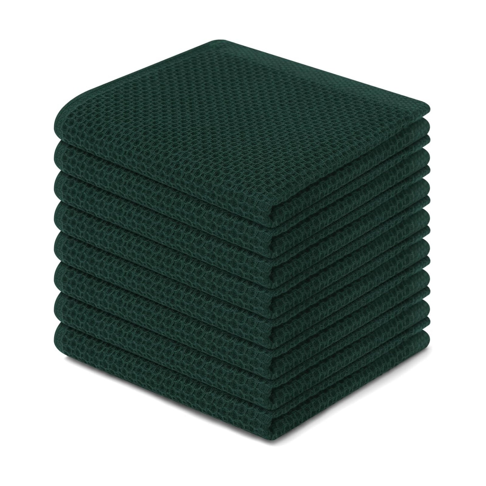 Homaxy 100% Cotton Waffle Weave Kitchen Dish Cloths 8-Pack, Blackish Green | 12 x 12 Inches, Ultra Soft Absorbent Dish