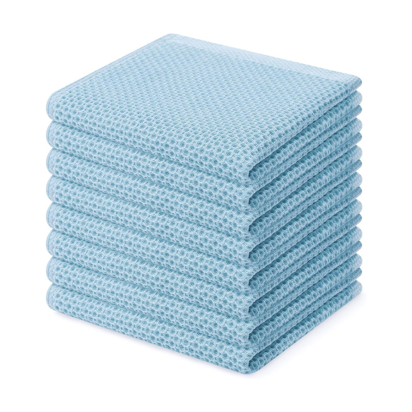 Homaxy 100% Cotton Waffle Weave Kitchen Dish Cloths 8-Pack, Sky Blue | 12 x 12 Inches, Ultra Soft Absorbent Dish