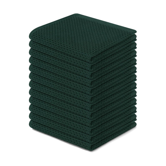 Homaxy 100% Cotton Waffle Weave Kitchen Dish Cloths 12-Pack, Blackish Green | 12 x 12 Inches, Ultra Soft Absorbent Dish