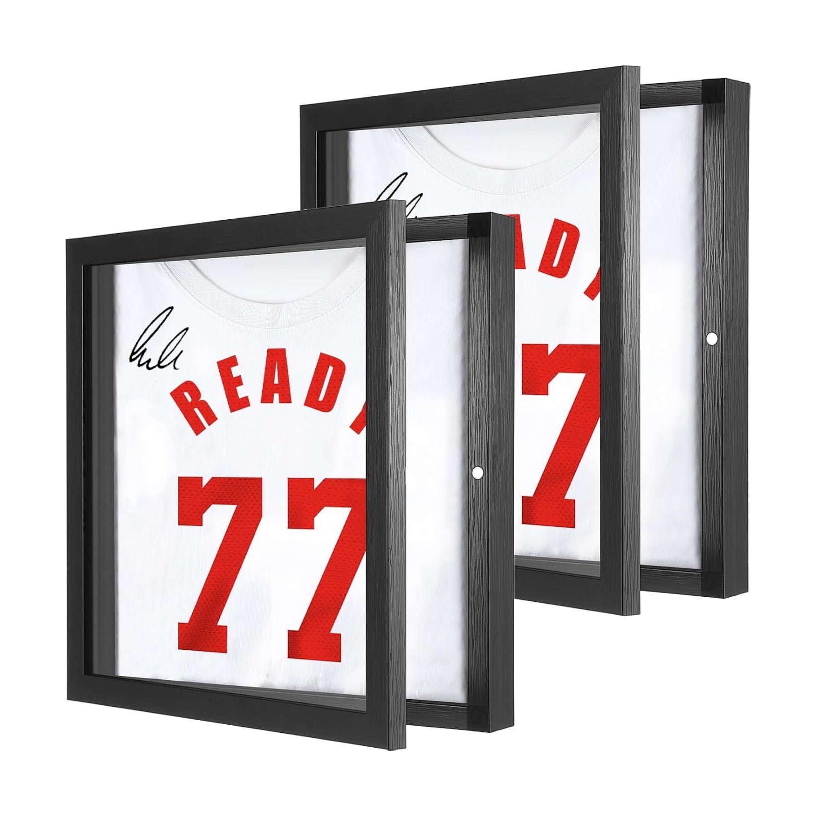 2PACK T Shirt Display Frame, 11.3" X 11.3" Black Imitation Wood Shadow Box | UV-Protective Acrylic, 1" Depth for
