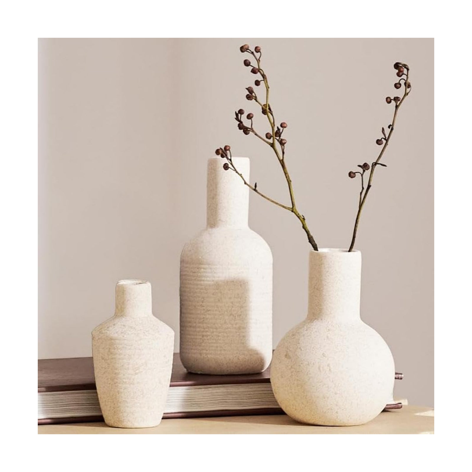 Ceramic Vase / Beige / Set of 3