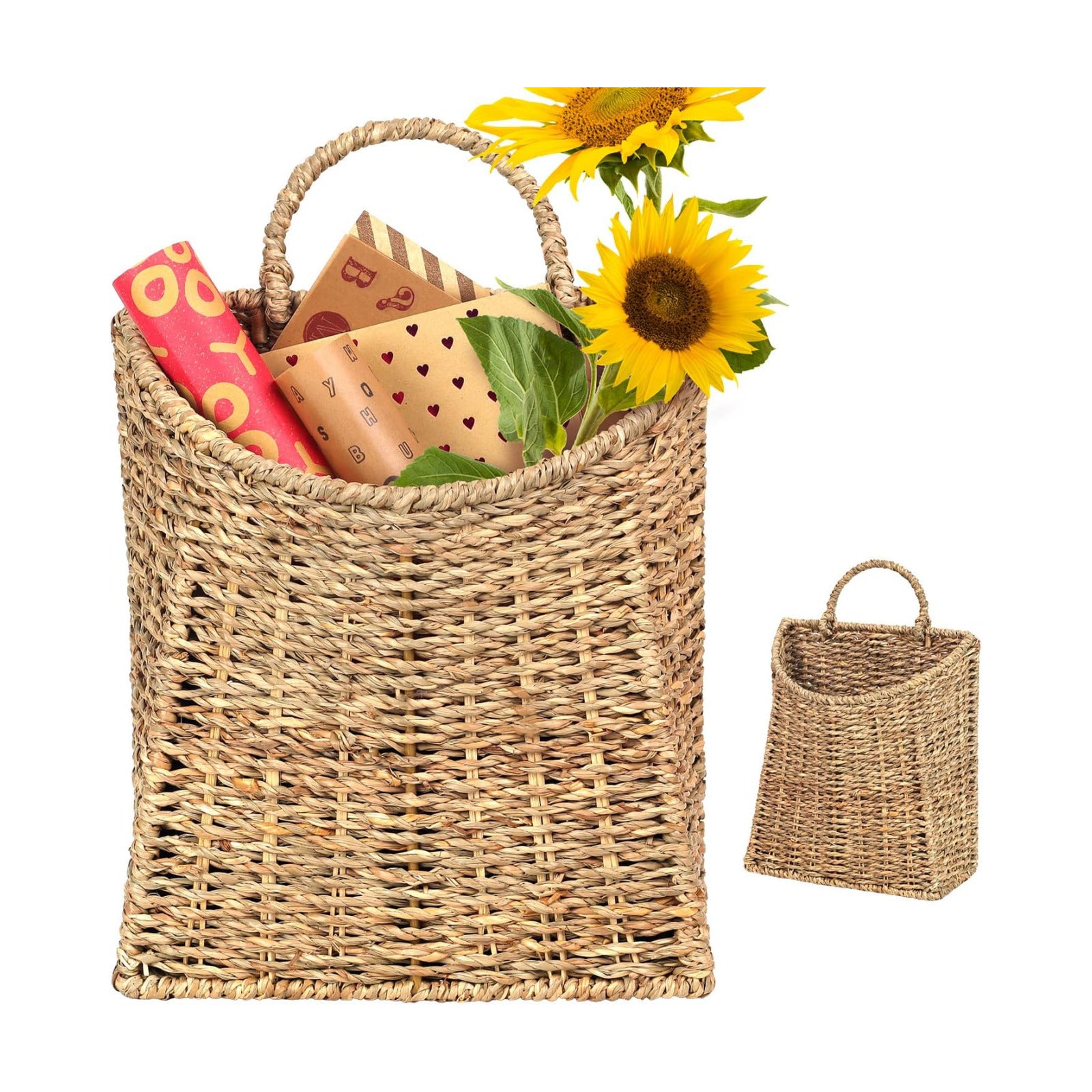 Hanging Wall Wicker Basket / Dark Brown