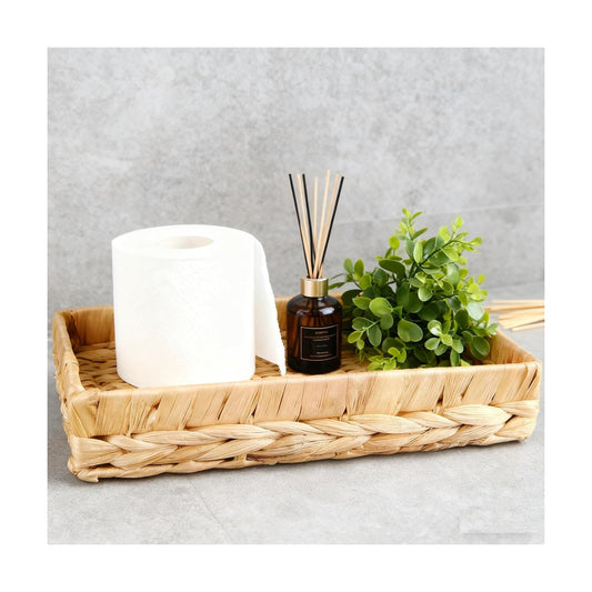 10" Bathroom Over Toilet Tank Tray Water Hyacinth Wicker Basket / 10 x 6 x 2