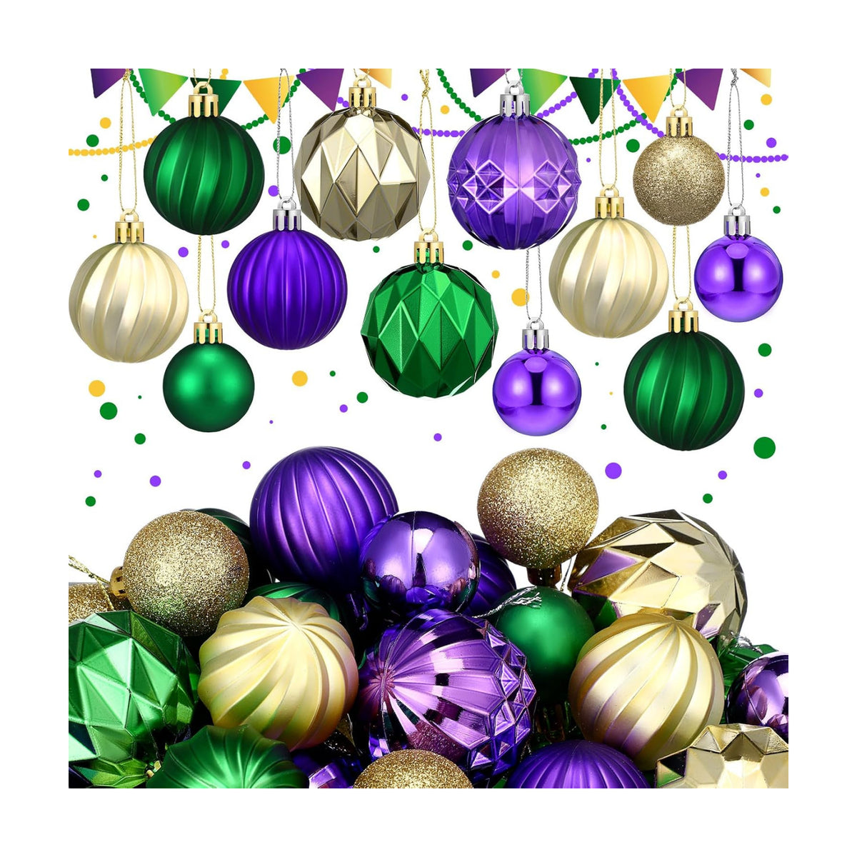 Syhood 64 Pcs Christmas Tree Decoration Ball Ornaments, Purple Green Gold