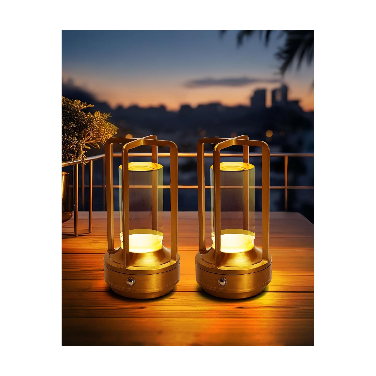 Set of 2 Cordless Table Lamps Rechargeable LED Desk Lamps Gold | Battery Operated Table Light with 3 Color Stepless