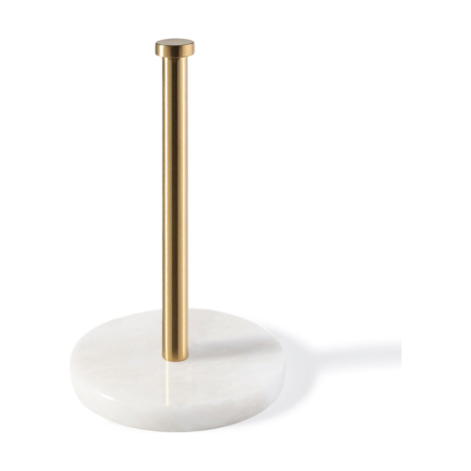 African Genuine Marble Paper Towel Holder Countertop, 6" Stone Base Gold Rod Paper Towel Holder Stand for Kitchen