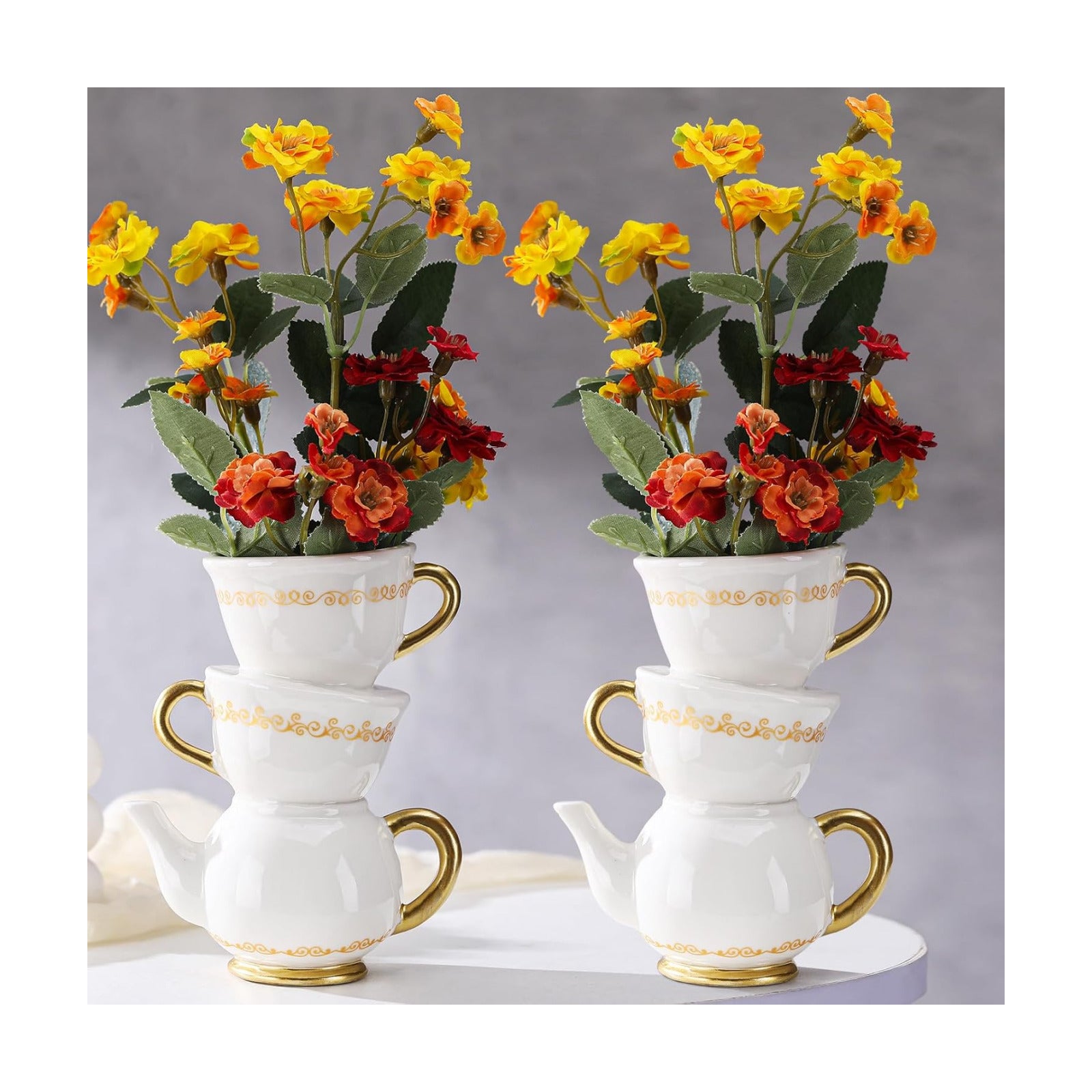Mini Teacup Bud Vase " Wonderland Tea Party Decorations Antique / 5 Inch / Classic / Set of 2