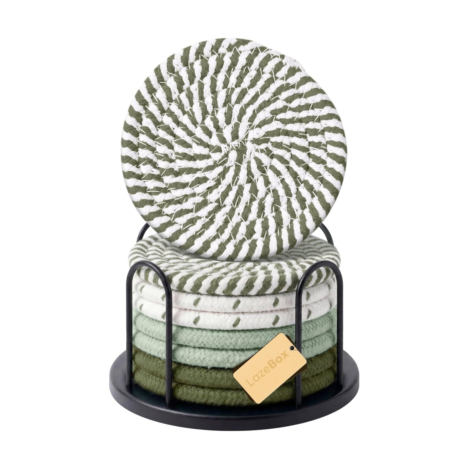 Lazebox Coasters Set of 8 for Drinks, 4 Inch Large Coasters for Coffee Table, Tabletop Protection for Hot & Cold