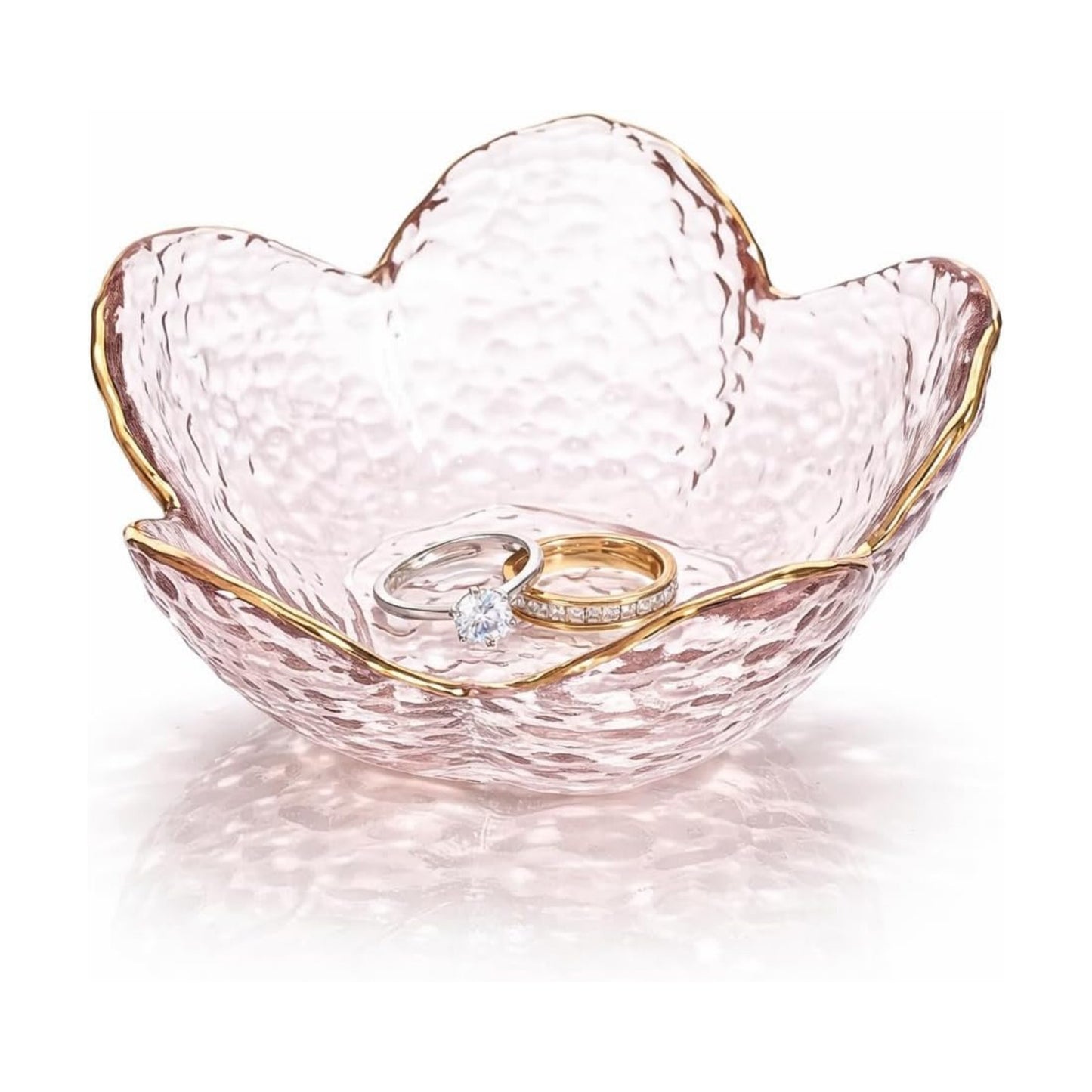 Cherry Blossom Decorative Trinket Bowl Small Jewelry and Candy Dish Elegant Glass Plate