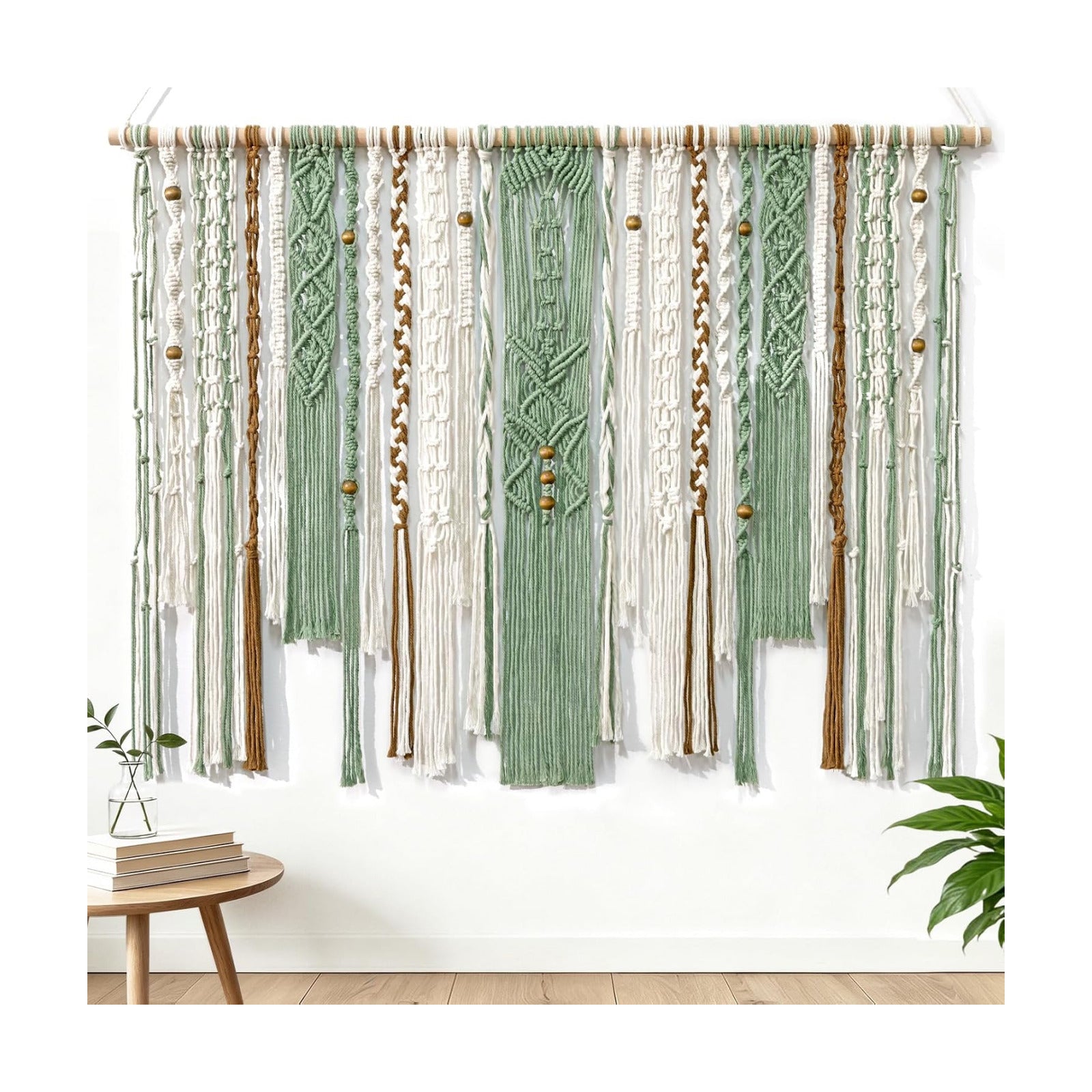 Macrame Wall Hanging Large Wall Art Handmade Woven Tapestry Boho Tapestry Macrame Wall / Light Green