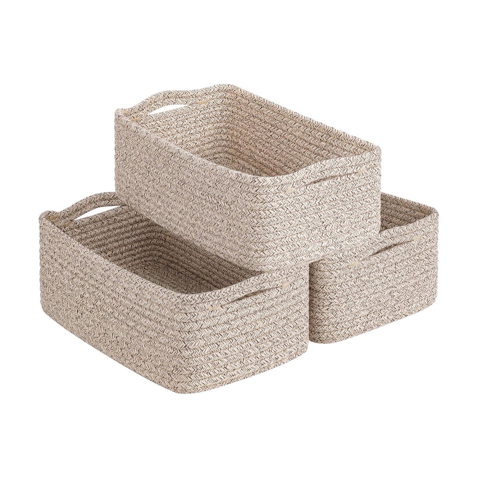 Storage Basket / Baskets for Gifts / White & Brown / Small / Set of 3