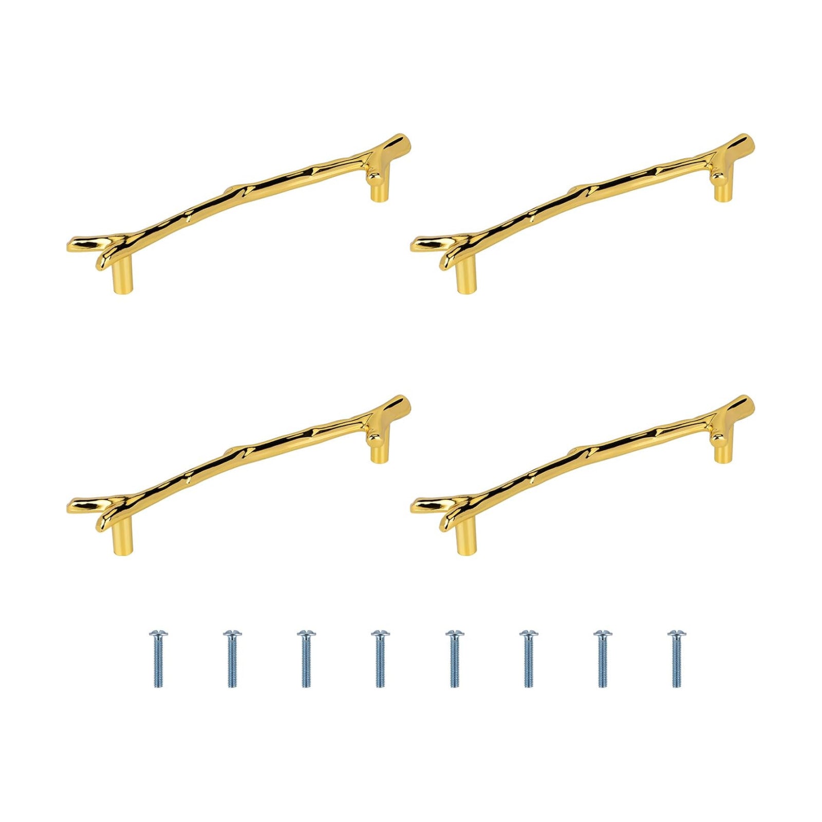 160mm Branches Shaped Metal Handles / Gold / 160 Mm / Set of 4