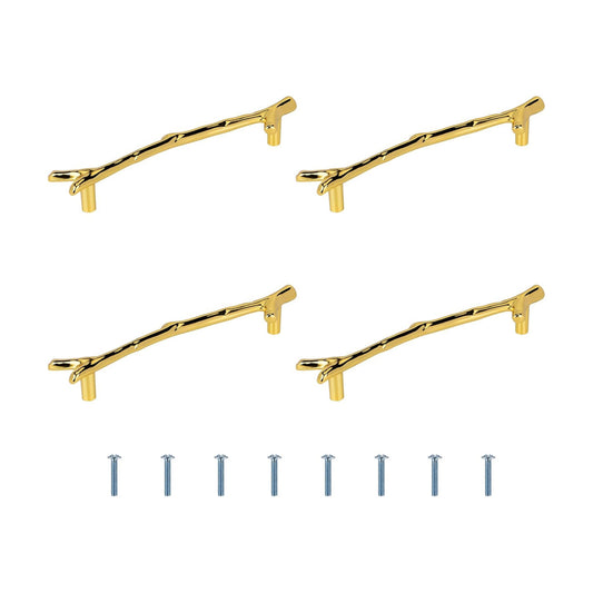 160mm Branches Shaped Metal Handles / Gold / 160 Mm / Set of 4