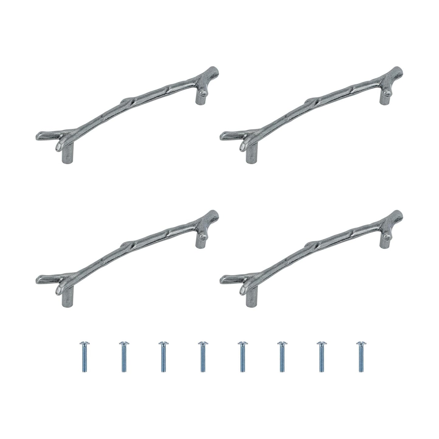 160mm Branches Shaped Metal Handles / Silver / 160 Mm / Set of 4