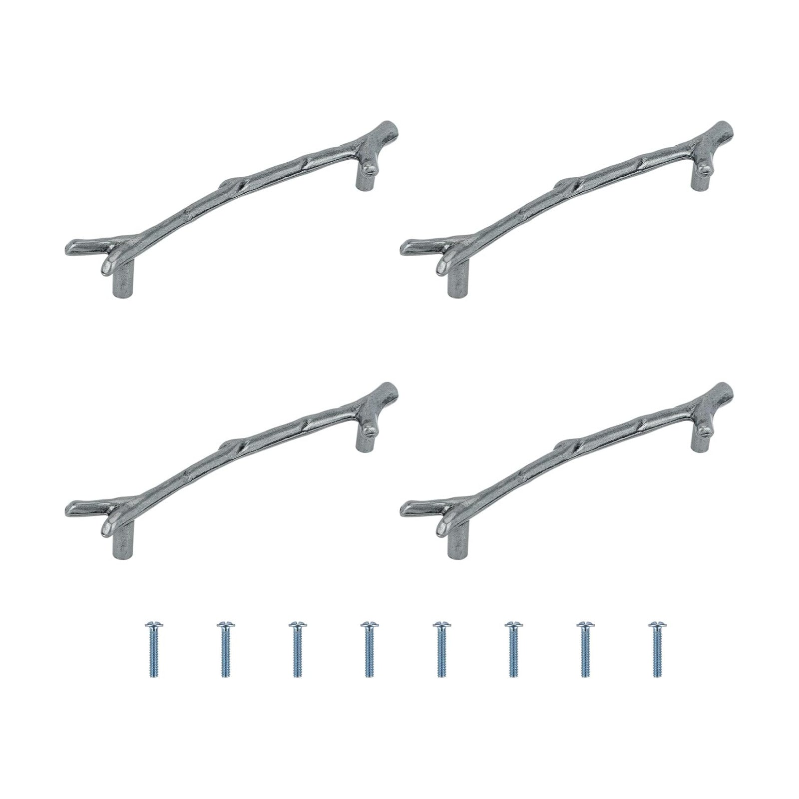 160mm Branches Shaped Metal Handles / Silver / 160 Mm / Set of 4