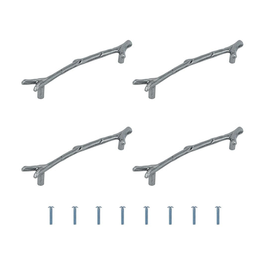 160mm Branches Shaped Metal Handles / Silver / 160 Mm / Set of 4