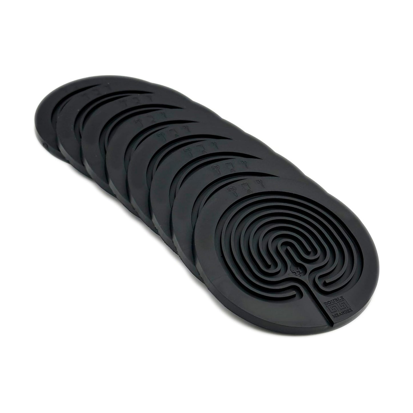 Labyrinth Silicone Coasters / Black / Set of 8
