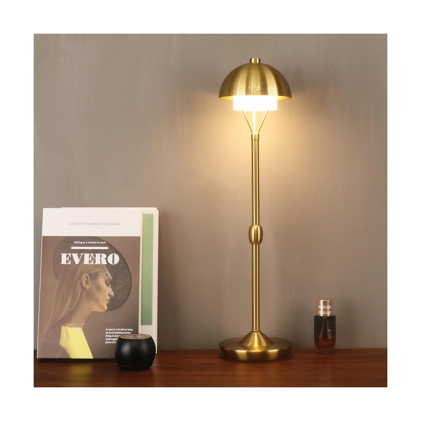 Modern Table Lamp Cordless Portable Desk Lamp, 2700K Stepless Dimming Rechargeable Battery Operated LED Lights for